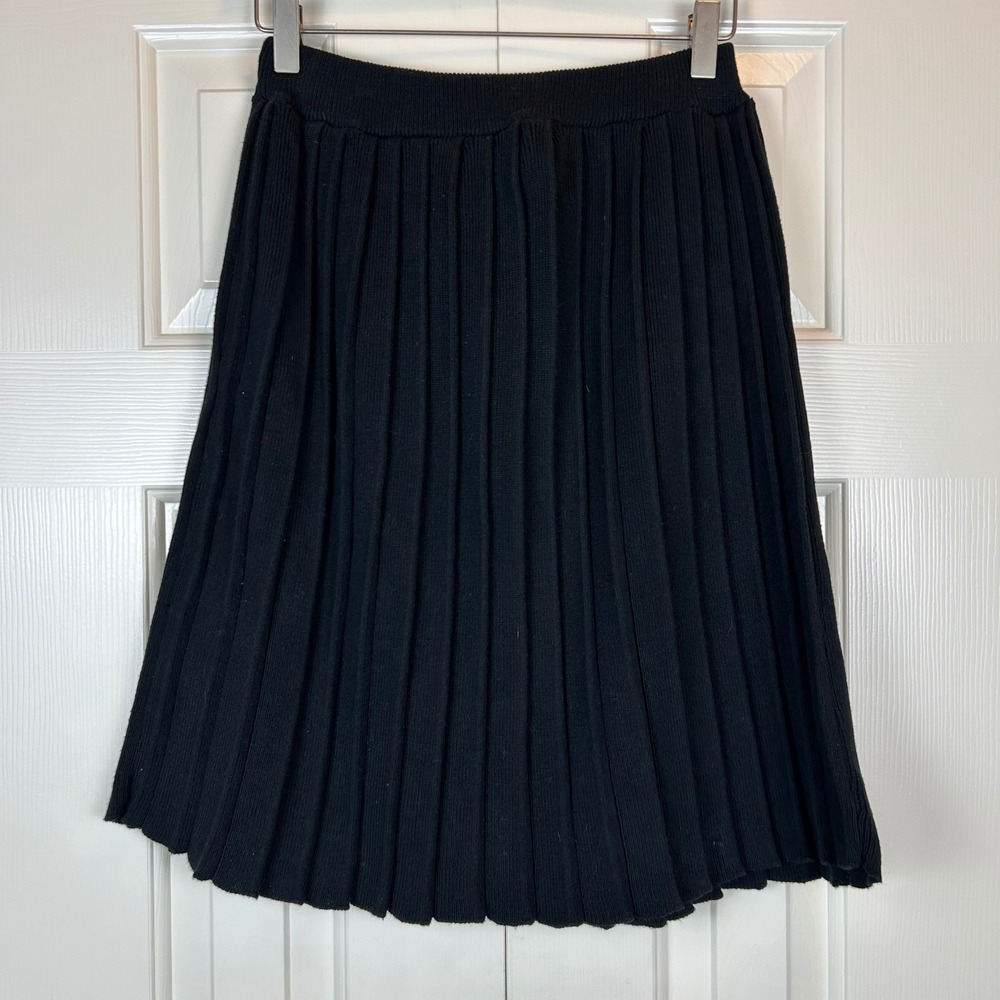 Vintage Della McKain Black Pleated Sweater Skirt 100% Cotton Made in USA Small